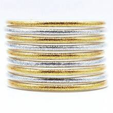 9 Stücke/Set glitzernde Jelly Armreifen für Frauen Armband, silbrige rosé-goldene Farben Armreife Armband