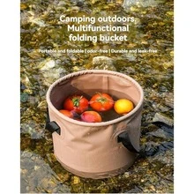 1 个可折叠水桶 5 加仑 (20l) 和 2.5 加仑 (10L)，户外水桶，多功能便携式折叠车载水箱，PVC 耐高温材质，冷藏饮料桶，洗脚桶，储水洗脸盆，适用于露营钓鱼徒步旅行旅行户外生存园艺洗车 - 彩色 - 查看 2