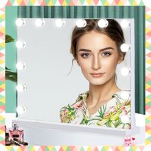 Hollywoo 大号 14 灯 LED 镜面梳妆台化妆台灯可调光灯泡家居浴室装饰夏季化妆品收纳浴室配件返校 - 白色 - 查看 3