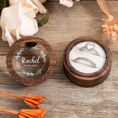 Personalized Wood Ring Box, Double Ring Bearer Box, Round Engagement Ring Box, Custom Ring Box With Name,Wedding Ring Box, Ring Box Proposal 1pc ,Space-Saving Exquisite,Stylish,High-Quality,Vintage,Tidy Custom,Personalized,Unique Ideal Gifts For Him Her,Boyfriend,Girlfriend,Dad,Mom,Family,Friends For Anniversaries,For Valentine's Day,For Mother's Day,For Birthdays,For Youth's Day,For Father's Day,For Graduation,For Weddings,For Housewarming Living Room,Bedroom,Home,Bathroom Sun Travel Cool,Multi-Functional, ,Ornamental,Reusable,Exquisite,Stylish,High-Quality,Colorful,Modern,Custom,Personalized,Unique,Ideal Gifts For Him,Ideal Gifts For Her,Boyfriend,Dad,Girlfriend,Mom,Family,Friends,Tea Room,Home,Garden,Office,For Anniversaries,For Valentine's Day,For Mother's Day,For Birthdays,For Father's Day,For Graduation,For Weddings,For Housewarming,Xmas Decoration, Autumn Home Refresh