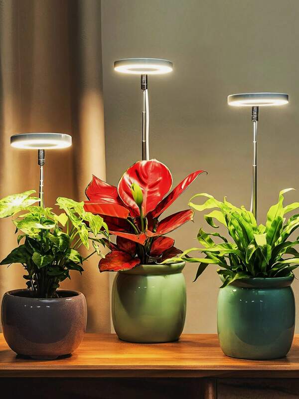 2pcs, Indoor Full Spectrum Grow Light For Plants, Indoor Imitation Sun Grow Lamp Suitable For Indoor Plant Fleshy Flowers And Small Plants, Promote Plant Growth, Retractable Grow Light, Height And Brightness Adjustable LED Grow Light With Automatic 2H/4H/8H Timer