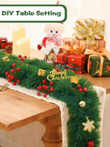 2 Pieces 9.8ft Christmas Green Tree Vine Decoration, Suitable For Outdoor Or Indoor Use, Christmas Decoration Garland, Artificial Garden Artificial Greening, Or Wedding Party Decoration, Christmas Thanksgiving Decoration, Holiday Atmosphere Decoration,Christmas - Multicolor - View 5