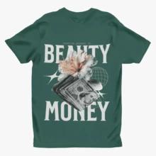 Beauty Money Printed Men's T-Shirt Blouse 100% Combed Cotton 30.1 - xanh quân đội - Xem 2
