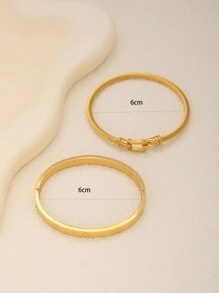 2pcs Stainless Steel Bracelet, Fashionable Minimalist Style For Women