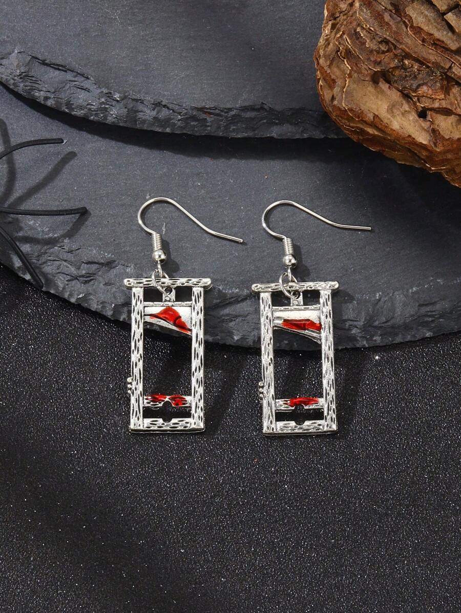 1pair Gothic Style Dripping Blood Guillotine Vintage Drop Earrings - Antique Silver - View 1