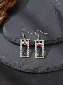 1pair Gothic Style Dripping Blood Guillotine Vintage Drop Earrings - Antique Silver - View 2