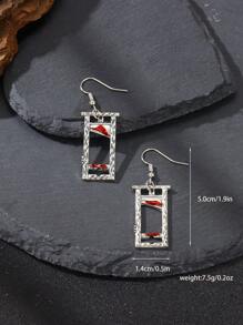 1pair Gothic Style Dripping Blood Guillotine Vintage Drop Earrings - Antique Silver - View 3