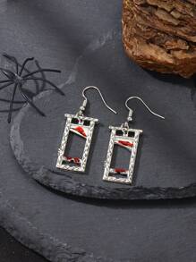 1pair Gothic Style Dripping Blood Guillotine Vintage Drop Earrings - Antique Silver - View 4