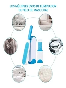 Set Cepillos Quita Pelusa Pelo Mascotas Gatos Perros - Azul - Ver 4