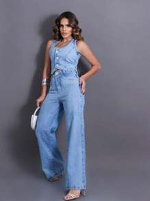 Shiny Jeans. - Blue - View 4