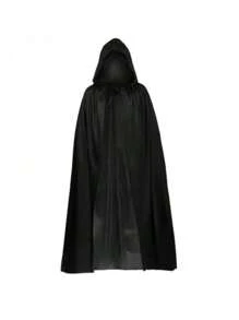 Halloween Costume Adult Wizard Cloak Robe Sorcerer Vampire Black Cape Shawl Halloween Decoration - 120cm - View 2