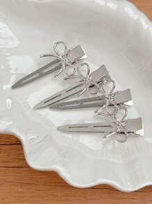 6 chiếc kẹp tóc nhỏ bằng kim loại tối giản đầy phong cách dành cho nữ - Bạc - Xem 2