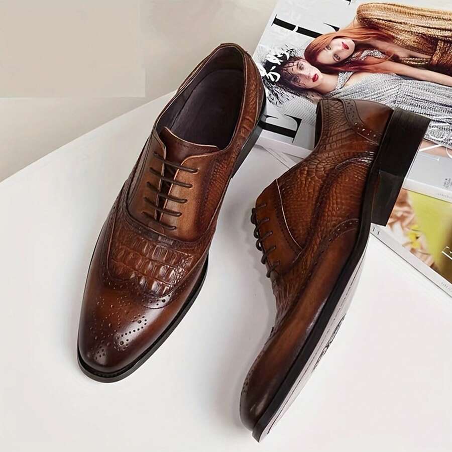 Mens Casual Chukka Shoes Leather Dress Shoes For Men - màu nâu - Xem 1