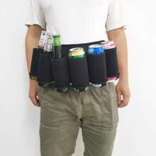 啤酒腰带，啤酒汽水腰带皮套可调节 6 件装啤酒腰带瓶架啤酒瓶腰带架男女适用，非常适合烧烤、露营、户外运动徒步旅行和送礼 - 彩色 - 查看 4