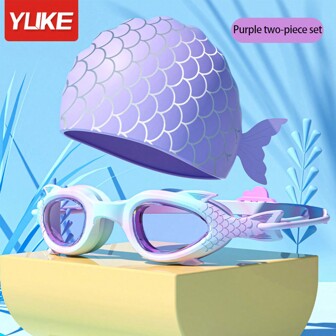 2pcs Kids Swimming Goggles + Swimming Cap Set, Anti-Fog Small Frame Swim Mask For Training, Diving, Professional Waterproof Equipment