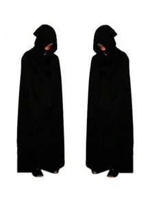 Halloween Costume Adult Wizard Cloak Robe Sorcerer Vampire Black Cape Shawl Halloween Decoration - 120cm - View 1