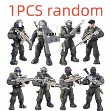 1 mô hình lính mini có khớp nối có thể lắp ráp ngẫu nhiên, Lực lượng đặc biệt có thể thay đổi, Cảnh sát, Bao gồm phụ kiện vũ khí - Nhiều màu - Xem 12