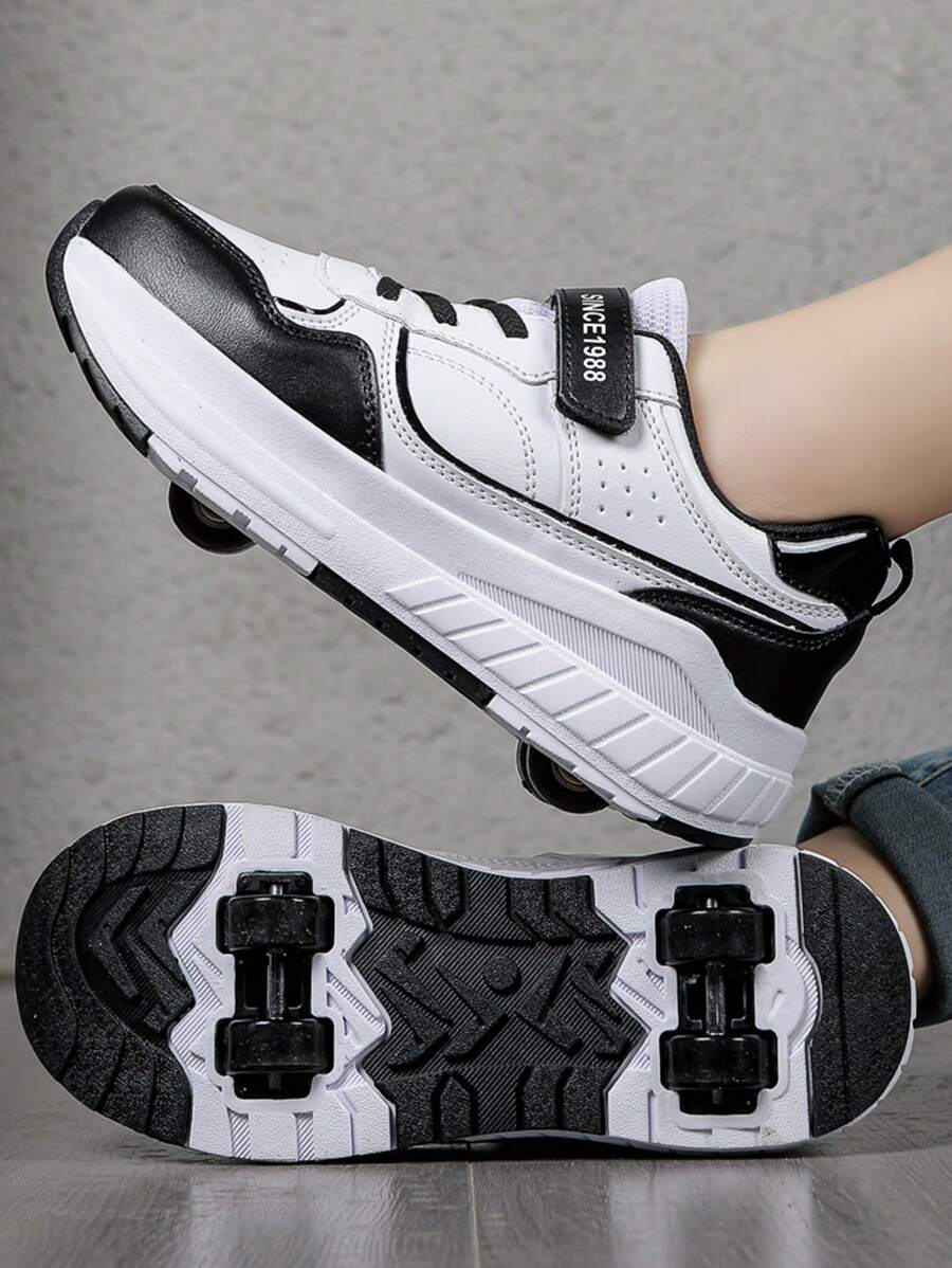Giày Trượt Patin 4 Bánh, Bánh Xe Có Thể Tháo Rời Unisex - Đen và trắng - Xem 1