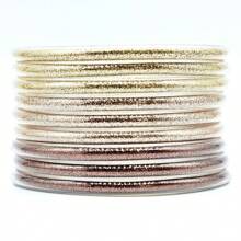 9 Stücke/Set glitzernde Jelly Armreifen für Frauen Armband, silbrige rosé-goldene Farben Armreife Armband