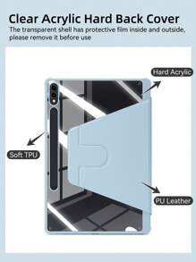 Ốp bảo vệ xoay siêu mỏng DANYCASE, tương thích với Samsung Galaxy Tab S9 FE+ S9+ 12.4 Inch S9 S9FE A8 S7+ S8+ S7FE S7 S8 S6lite, thiết kế có khe cắm bút, chống sốc, mặt lưng trong suốt. - Màu xanh nhạt - Xem 6