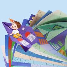 Paper Plane Handmade Origami Set Thinking Training Three-Dimensional Origami Book Children Educational, Diy, Learning, School, Kindergarten, Christmas Gift - Multicolor - View 12