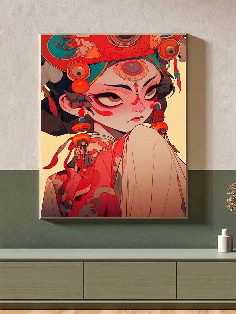 Bộ tranh khảm kim cương 5D DIY - Người phụ nữ nghệ thuật thanh lịch, Đồ thêu kim cương thủ công Trang trí tường nhà - Gỗ đỏ - Xem 1