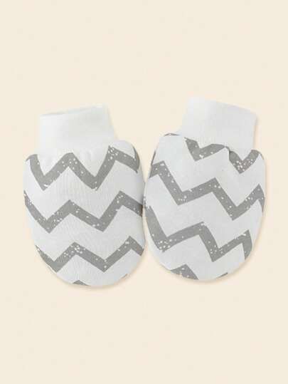 6 Pairs Newborn Baby Cute Star & Elephant Print Scratch Mittens, Soft & Comfortable Full Finger Gloves For Baby Boys, Great Gift