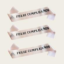 1pc Spanish Language Happy Birthday Sash, Party Glittery Shoulder Strap, Shiny Gold Birthday Belt, Birthday Girl Sash, Party Supplies - Multicolor - View 4