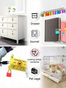 1/2/3/4/5/10/15/20pcs Mini Colorful Luggage Locks With Keys, Metal Padlock Suitable For Suitcase, Travel Bag, School, Gym, Classroom, Pairing Games, Backpack And More - Multicolor - View 11