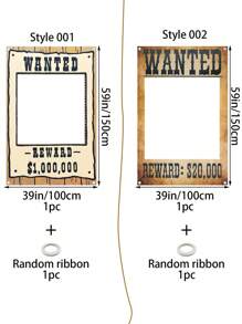 2 đạo cụ gian hàng ảnh cao bồi phương Tây, biểu ngữ rỗng áp phích truy nã, khung vật liệu PE có 4 lỗ, bao gồm 1 dải ruy băng ngẫu nhiên để dễ dàng treo, trang trí tiệc cho trang trại, sinh nhật cao bồi, bữa tiệc theo chủ đề, lễ hội - Nhiều màu - Xem 3