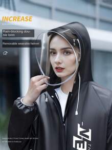 1 件 EVA 加厚全身雨衣，防风防水旅行户外骑行便携式雨衣，女士休闲风格。成人雨衣，一体式雨衣，户外骑行，保持干爽时尚，适合成人学生男女通用，徒步雨披，防雨斗篷雨衣。夏季清凉，沙滩，旅行 - 黑色 - 查看 10