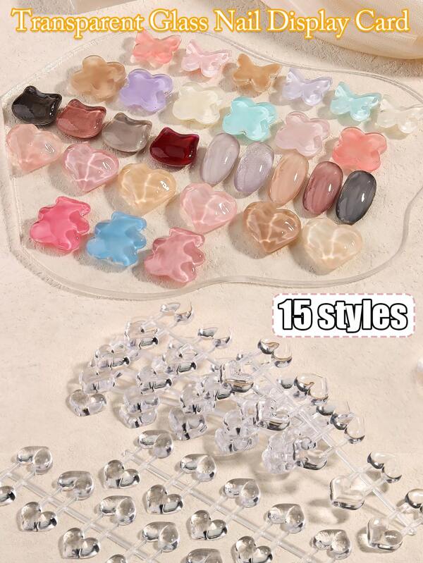 Transparent Glass Nail Art Display Love Star For Showing Gel Polish Designs Nail Color Board Tips Card Manicure Tools,Nail Art Glass Color Card Painting Display Designs Color Board Tips Card Manicure Tools UV Gel Nail Showing Tool