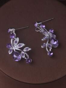 Luxury Bride Jewelry Set: Crystal Water Drop Necklace & Earrings In Purple, Blue, Red - Wedding Dress, Formal Gown, Stage Performance Accessory