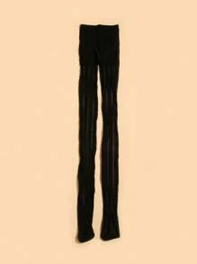 1 Pair Retro Thin Striped Pantyhose, Sheer Wide Vertical Stripe Tights, Slimming European Style Sexy