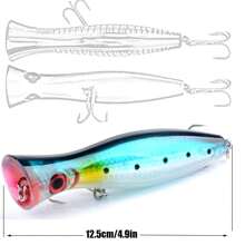 Simulated Fishing Bait Topwater Fishing Lures GT Popper Lures Saltwater Popper Lures Floating Fishing Lures Tuna Popper Lures With 3X Strong Hook Surf Fishing