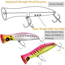 Simulated Fishing Bait Topwater Fishing Lures GT Popper Lures Saltwater Popper Lures Floating Fishing Lures Tuna Popper Lures With 3X Strong Hook Surf Fishing