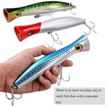 Simulated Fishing Bait Topwater Fishing Lures GT Popper Lures Saltwater Popper Lures Floating Fishing Lures Tuna Popper Lures With 3X Strong Hook Surf Fishing