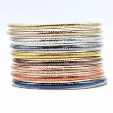 9 Stücke/Set glitzernde Jelly Armreifen für Frauen Armband, silbrige rosé-goldene Farben Armreife Armband