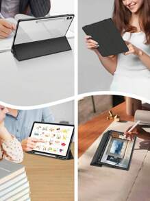 DANYCASE 平板电脑保护套，兼容三星 Galaxy Tab A11 A11+ S11 S9+ S9FE+ S9 S9FE S6 Lite 10.4 S7 S8 S7Plus S8 Plus S7 FE 12.4，带笔槽 - 黑色 - 查看 6