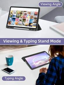 DANYCASE 平板电脑保护套，兼容三星 Galaxy Tab A11 A11+ S11 S9+ S9FE+ S9 S9FE S6 Lite 10.4 S7 S8 S7Plus S8 Plus S7 FE 12.4，带笔槽 - 黑色 - 查看 3