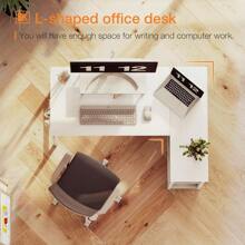 40 Inch Small L Shaped Computer Desk With Reversible Storage Shelves, L-Shaped Corner Desk With Monitor Stand For Small Space, Modern Simple Writing Table For Home Office Workstation, White - White - View 6