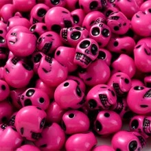 50 件万圣节亚克力骷髅珠 骷髅混色隔珠 亚克力饰品 大孔散装隔珠 适用于 DIY 工艺珠宝制作手链项链家庭派对配件 - 亞克力珠 - 查看 16