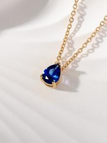 1件定制诞生石项链，水滴形宝石个性化生日礼物，母亲节礼物 - 彩色 - 查看 16