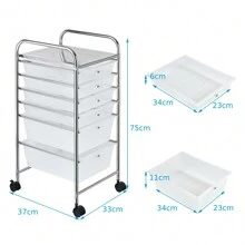6-Drawer Organizer Cart, Multipurpose Mobile Rolling Utility Storage, Drawer Organizers And Storage, Organizer Rolling Storage Cart With Wheels, Home Office Storage Cart With Organiser - White - View 2