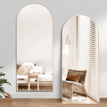 Full Length Mirror 165 X 60 Cm Floor Mirror Standing Mirror Against Wall For Bedroom Panelling And Wall Mounted  Frame Mirror Black - 金色 - 查看 9