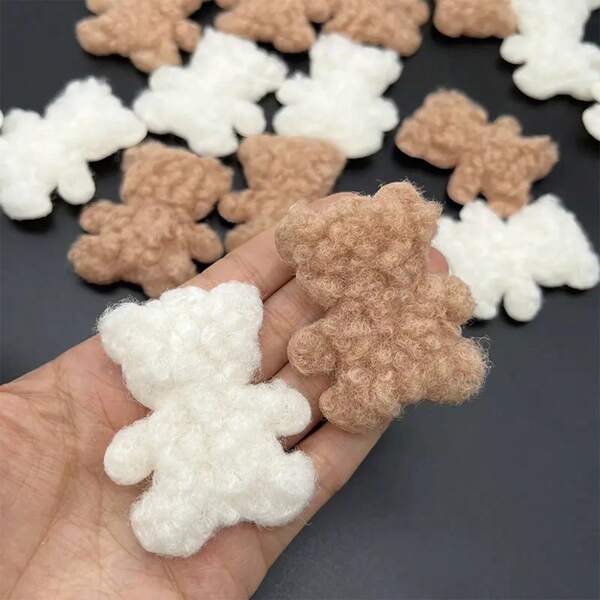 10 PCS Cute Plush Little Bear Patches, Sewing Patches, Used For DIY Clothing, Hats, Headwear, And Accessories Stickers