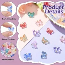 20 件/50 件水晶玻璃蝴蝶吊坠多色蝴蝶珠饰物适用于 DIY 耳环、项链、手链和配饰珠宝工艺制作 - 蝴蝶型 - 查看 2