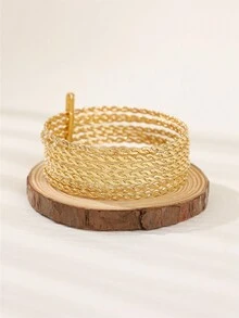 1pc Bohemian Multilayer Crossover Floral Metal Alloy Bangle Bracelet For Women, Suitable For Wedding, Party And Daily Wear - Necklace - View 8