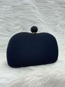 Women's Straw Clutch Party Bag Hand Wallet With Strap - màu đen - Xem 2