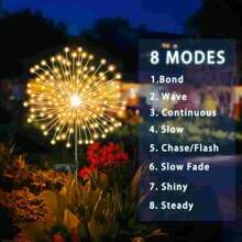 1pc Dandelion Landscape Waterproof Fairy String Lights, 8 Lighting Modes, Colorful/Warm White/White, 60/150/200/240 LEDs Options, Outdoor Decor For Wedding, Holiday, Lawn